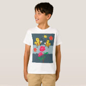 T-shirt Jardin Floral Rose et abeilles (Devant entier)