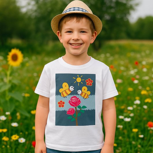 T-shirt Jardin Floral Rose et abeilles