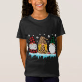 T-Shirt Jardin Gnome Noël Léopard Plaid Correspondant Fami (Devant)
