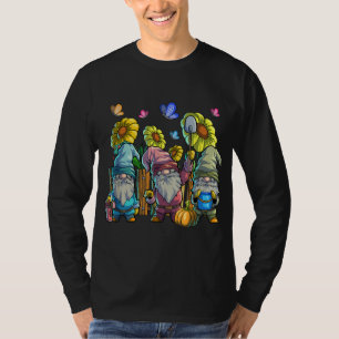 T-shirt Jardin mignon Gnomes avec Papillon Tournesol Garde