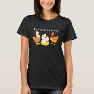 T-shirt Jardin Producteur De Poulet Mignonne J'Aime Mes Fe