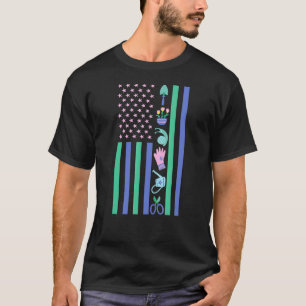 T-shirt Jardinage Drapeau Américain Patriotique Outils de