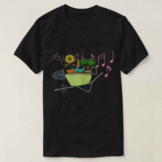 T-shirt Jardinage et notes de musique pour jardinier (Design devant)