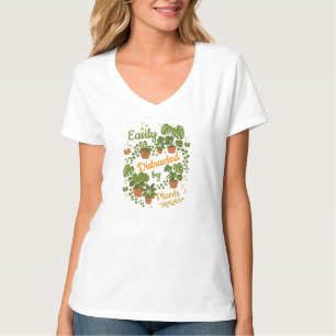 T-shirt Jardinage Mignon Facilement Distrait par les Plant