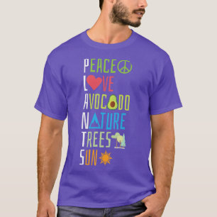 T-shirt Jardinage Plante Peace Love Avocado Nature Trees S