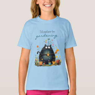 T-shirt Jardinier Chat Capricieux "J'aimerais Mieux Jardin