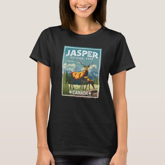 T-shirt Jasper National Park Deer Vintage Look   (Devant)
