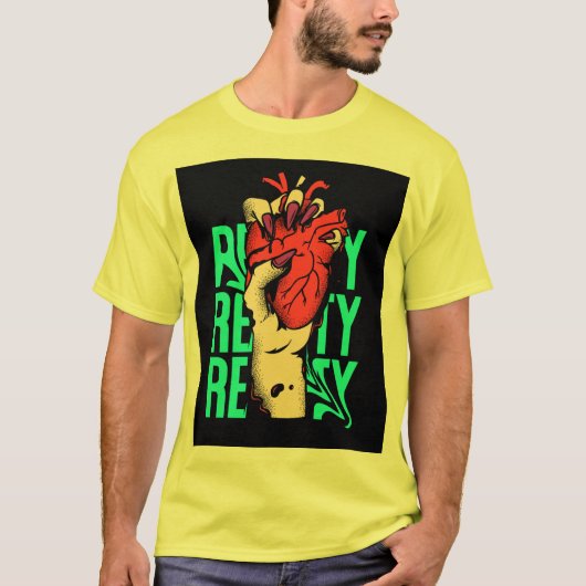 T-shirt jaune avec cœur (Devant)