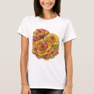 T-shirt Jaune Chic THREE ROSES Design Sur Mesure