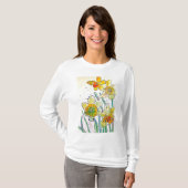 T-shirt Jaune Daffodique aquarelle femmes d'art T Chemise (Devant entier)
