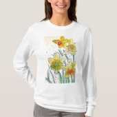 T-shirt Jaune Daffodique aquarelle femmes d'art T Chemise (Devant)