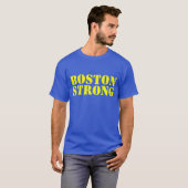 T-shirt jaune de BOSTON et bleu FORT de pochoir (Devant entier)