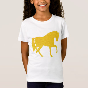 T-shirt jaune d'or de filles de cheval de parties
