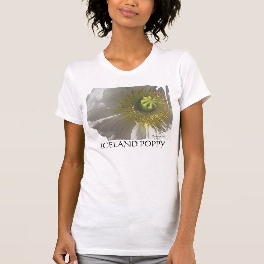 T-shirt jaune doré de Poppy Islande (Devant)