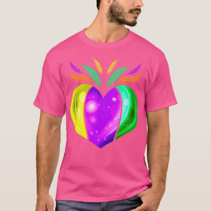 T-shirt Jaune Doré Violet Et Coeur Vert Pour