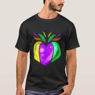 T-shirt Jaune Doré Violet Et Coeur Vert Pour Mardi Gra
