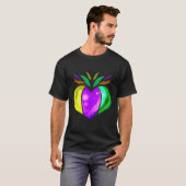 T-shirt Jaune Doré Violet Et Coeur Vert Pour Mardi Gra (Devant entier)