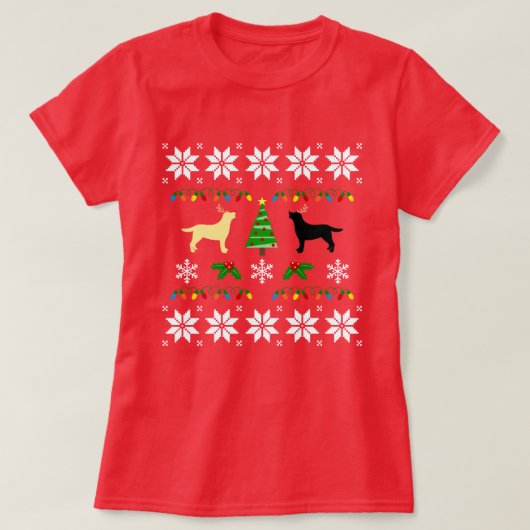 T-shirt Jaune et Noir Labrador Laid Christmas Tee (Design devant)