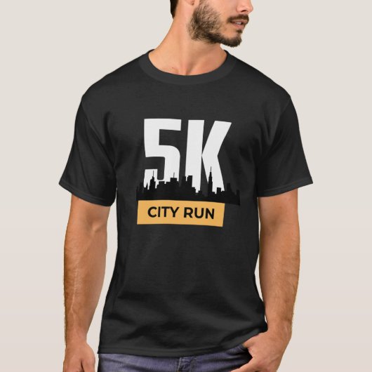 T-shirt Jaune et Noir moderne 5K City Run (Devant)