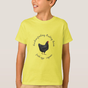 T-Shirt jaune ferme de poulets noirs
