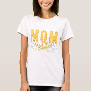 T-shirt Jaune Floral maman Motif