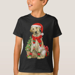 T-shirt Jaune Lab Labrador Noël Arbre Amoureux des chiens 