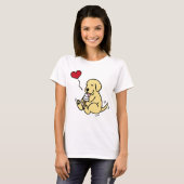 T-shirt Jaune Lab Licking Ice Cream avec le coeur rouge (Devant entier)
