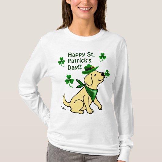 T-shirt Jaune Labrador de jour de St Patrick (Devant)