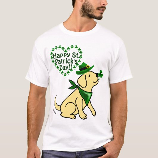 T-shirt Jaune Labrador du jour de St Patrick (Devant)