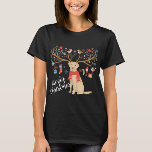 T-shirt Jaune Labrador Retriever Christmas Chien Laboratoi