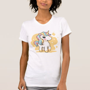 T-shirt jaune mignon Pastel Unicorn