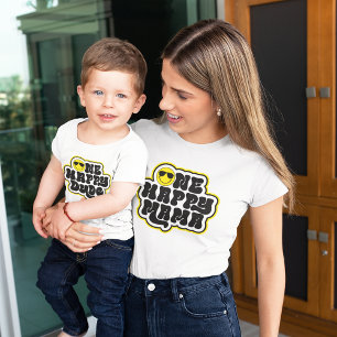 T-shirt Jaune Noir Rétro Un Happy Mama