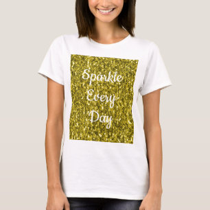 T-shirt Jaune or foncé faux paillettes scintillent tous le