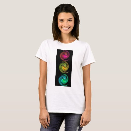 T-shirt JAUNE ROUGE BLEU CLAIR VORTEX Fractal Art (Devant entier)