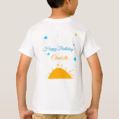 T-shirt Jaune soleil bleu étoiles heureux anniversaire ajo (Dos)