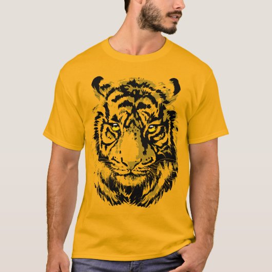 T-shirt Jaune tigre | Tigre coloré (Devant)