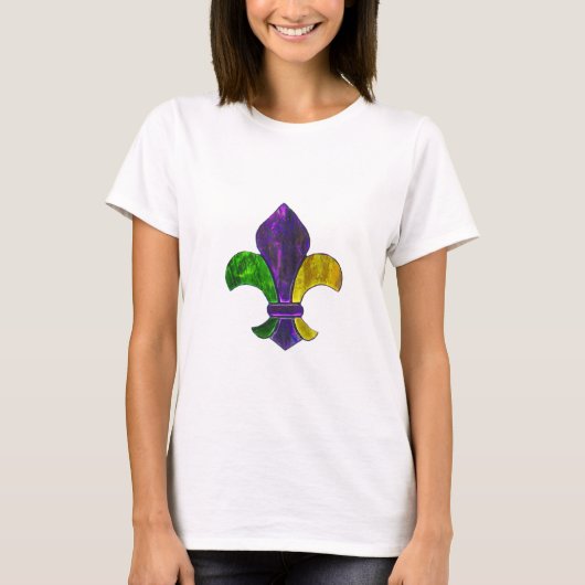 T-shirt Jaune vert de Fleur De Lis Purple de mardi gras (Devant)