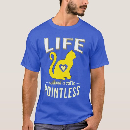 T-shirt jaune Vie sans chats inutile Chat Dormir frite (Devant)