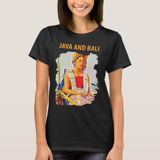 T-shirt Java Bali Indonésie Voyage Bleu Traditionnel (Devant)
