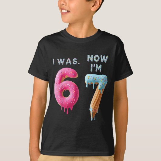 T-shirt J'avais 6 ans maintenant j'ai 7 ans anniversaire, (Devant)