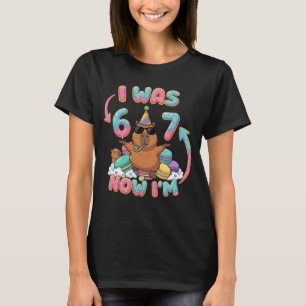 T-shirt J'avais 6 ans Maintenant j'ai 7 ans Fille Capybara