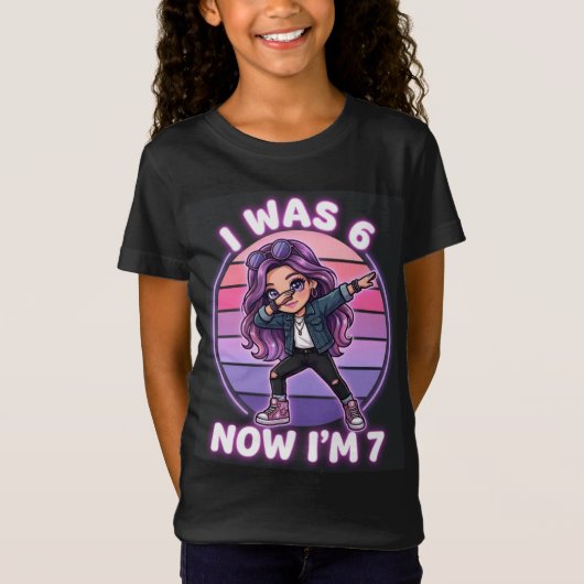T-Shirt J'avais 6 ans Maintenant j'ai 7 ans Fille cool qui (Devant)