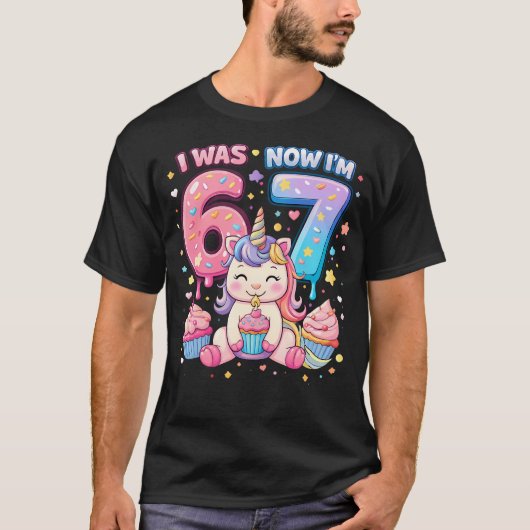 T-shirt J'avais 6 ans maintenant j'ai 7 ans Fille de sept (Devant)