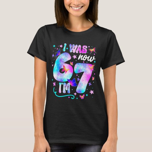 T-shirt J'avais 6 ans maintenant j'ai 7 ans Papillon 7e an (Devant)