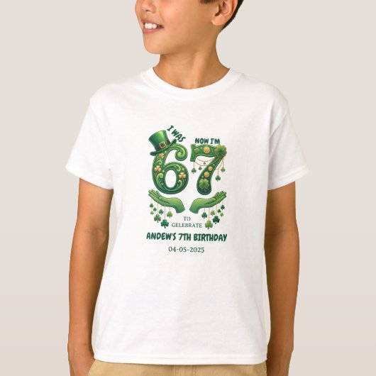 T-shirt J'avais 6 ans maintenant j'ai 7 ans Saint-Patrick (Devant)