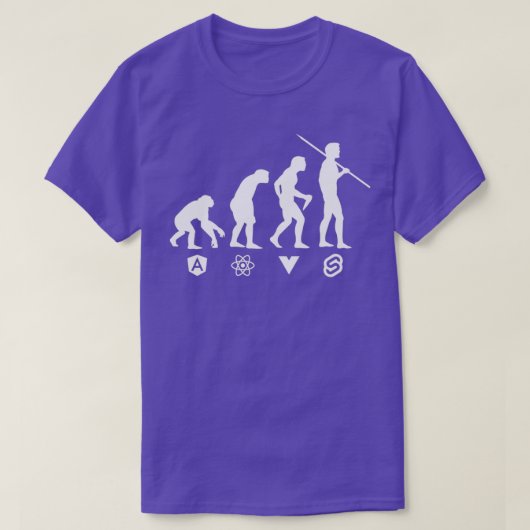 T-shirt JavaScript Front End Frameworks Evolution Monochro (Design devant)