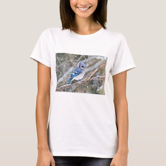 T-shirt Jay bleu dans une tempête de neige (Devant)