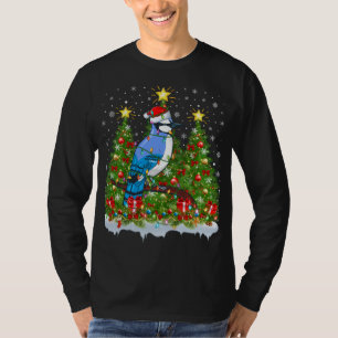 T-shirt Jay bleu Oiseau Jay Lumières Père Noël Jay bleu No