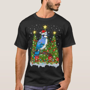 T-shirt Jay bleu Oiseau Jay Lumières Père Noël Jay bleu No