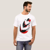 T-shirt Jay Niani Custom Feather -Noir et Rouge (Devant entier)